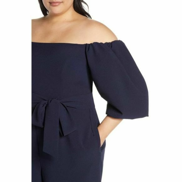 Chelsea28 Blue Puff Sleeve Off The Shoulder - Picture 3 of 4